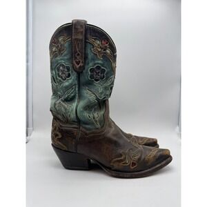 Dan Post Bluebird Floral Heart Embroidered Womens DP3544 Cowboy Boots Size 6.5 M